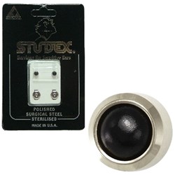 Pearl Studs - Bezel Set S/S - Regular Black Onyx